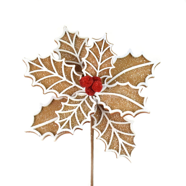 Gingerbread Poinsettia Stem David Christopher's Collection 0 Faire Bonjour Fete - Party Supplies