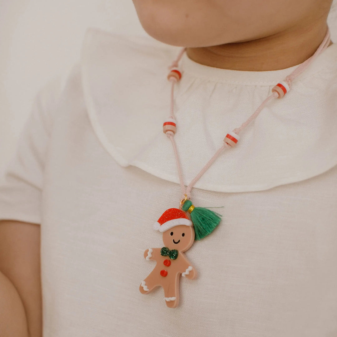 HAPPY GINGERBREAD COOKIE NECKLACE Lilies & Roses NY Christmas Wear Bonjour Fete - Party Supplies