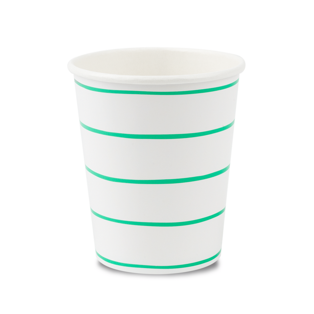 Frenchie Striped Clover 9 oz Cups - 8 Pk. Jollity & Co. + Daydream Society Bonjour Fete - Party Supplies