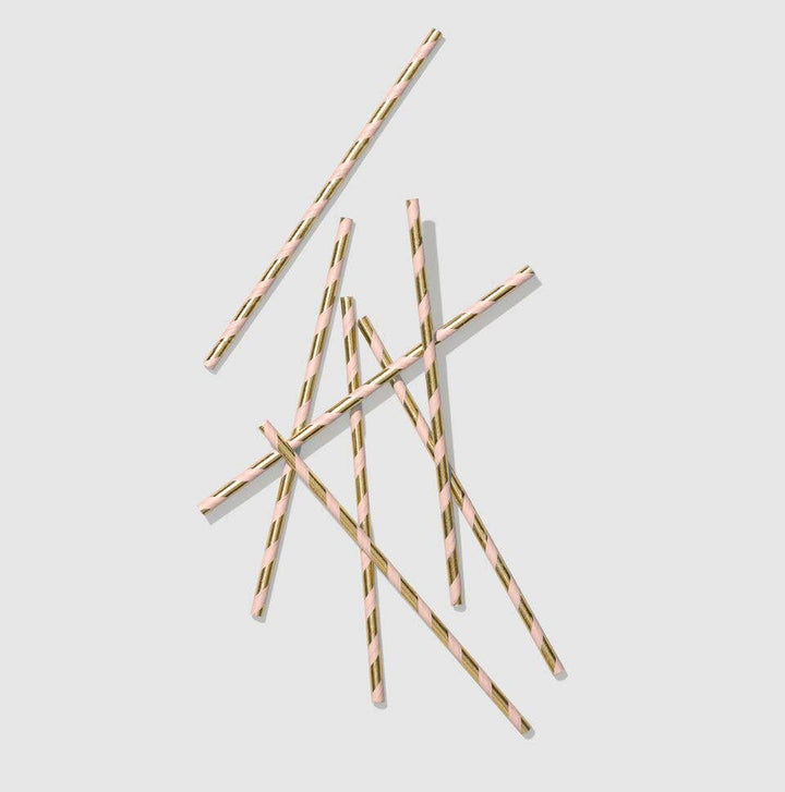 Pink and Gold Paper Straws (25 per Pack) Coterie Party Supplies Bonjour Fete - Party Supplies
