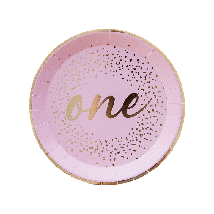 FIRST 1ST BIRTHDAY PINK PARTY PLATES - 'ONE' Jollity & Co. + Daydream Society Plates Bonjour Fete - Party Supplies