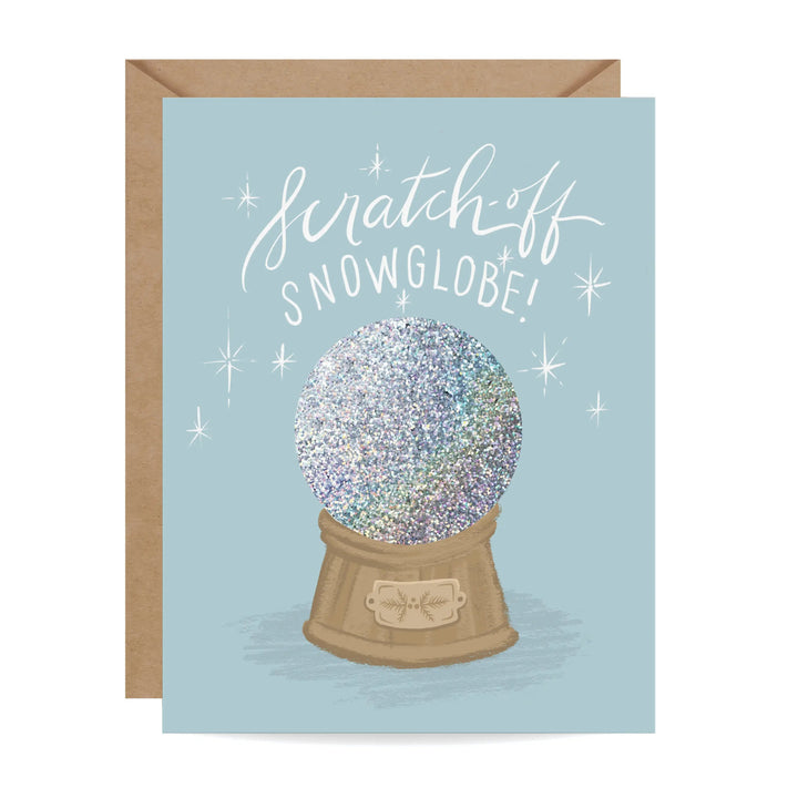Alpine Snow Globe Scratch-off Holiday Card Inklings Paperie Greeting Cards Bonjour Fete - Party Supplies