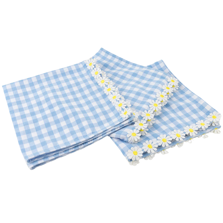 DAISY EDGE GINGHAM FABRIC NAPKINS Meri Meri Napkins Bonjour Fete - Party Supplies