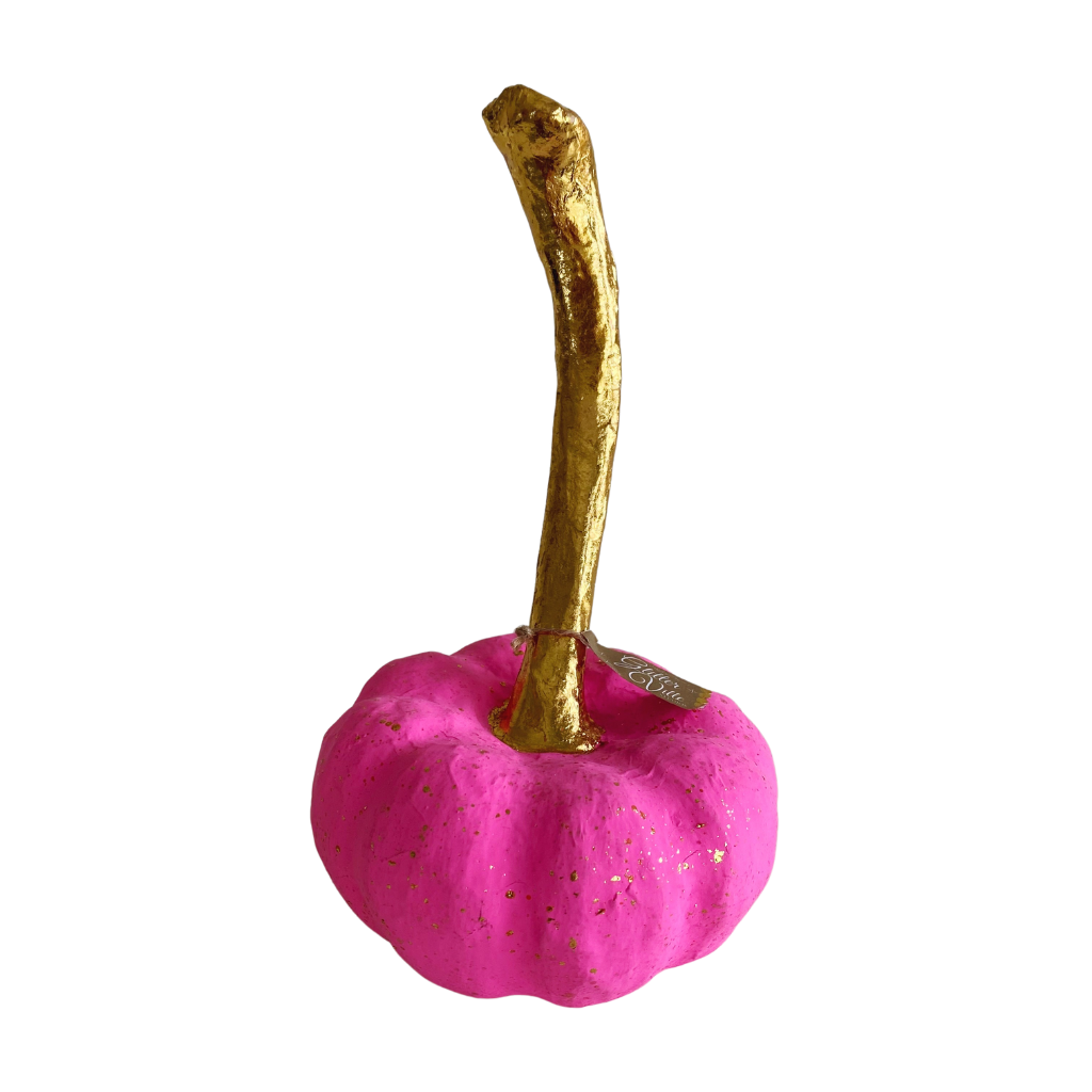 SMALL RAINBOW PAPER MACHE PUMPKIN BY GLITTERVILLE Glitterville Halloween Home DARK PINK Bonjour Fete - Party Supplies