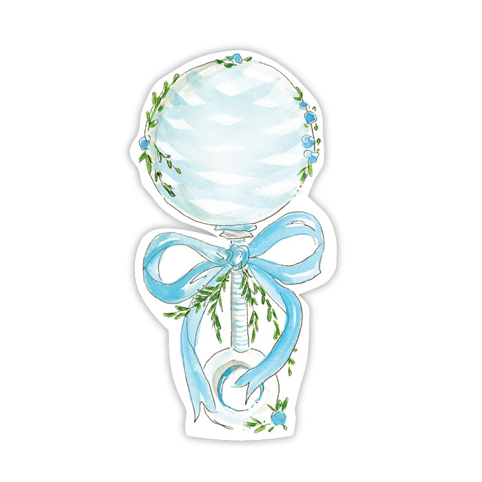 DIE-CUT ACCENTS-HANDPAINTED BLUE RATTLE WITH GREENERY Rosanne Beck Collections Bonjour Fete - Party Supplies