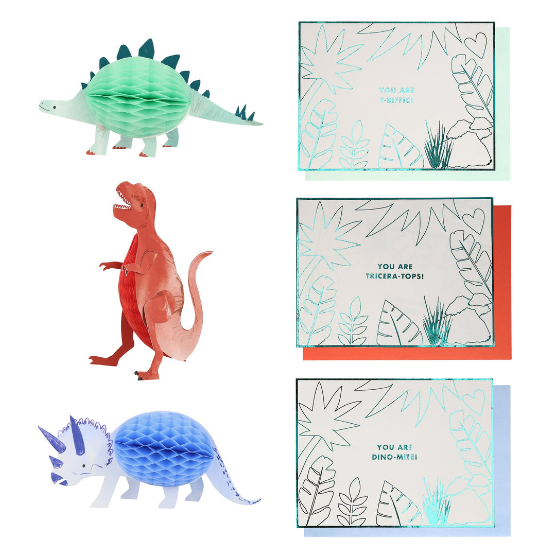 Dinosaur Valentine Cards Bonjour Fete Party Supplies Valentine's Day Cards