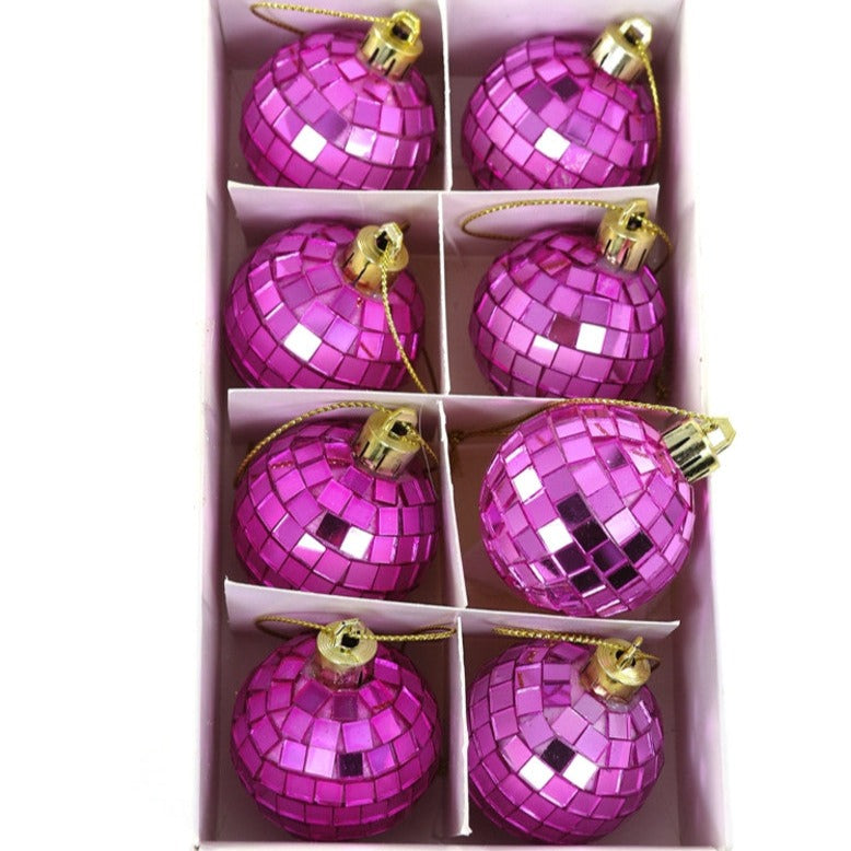 disco ball bauble on pink background. party concept Stock Photo