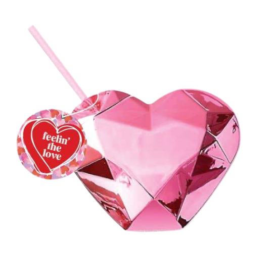 DISCO HEART TUMBLER CUP WITH STRAW Packed Party Cup Bonjour Fete - Party Supplies