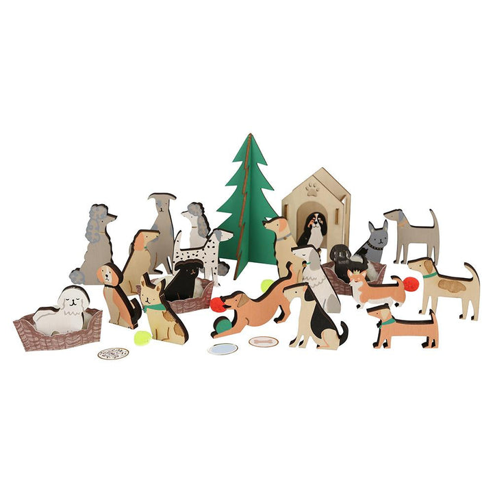 DOG LOVERS ADVENT CALENDAR SUITCASE WITH WOODEN TOYS Meri Meri Advent Calendars Bonjour Fete - Party Supplies