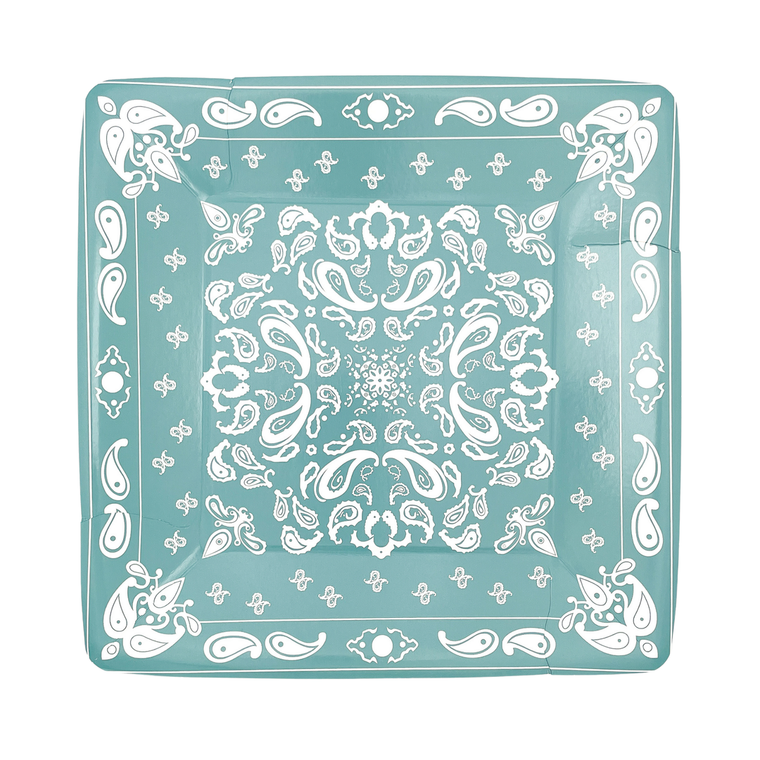 DUSTY TURQUOISE BANDANA DINNER PLATES Party West Bonjour Fete - Party Supplies