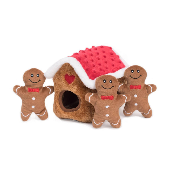 Holiday Burrow Gingerbread House Dog Toy Bonjour Fete Party Supplies Holiday Pet