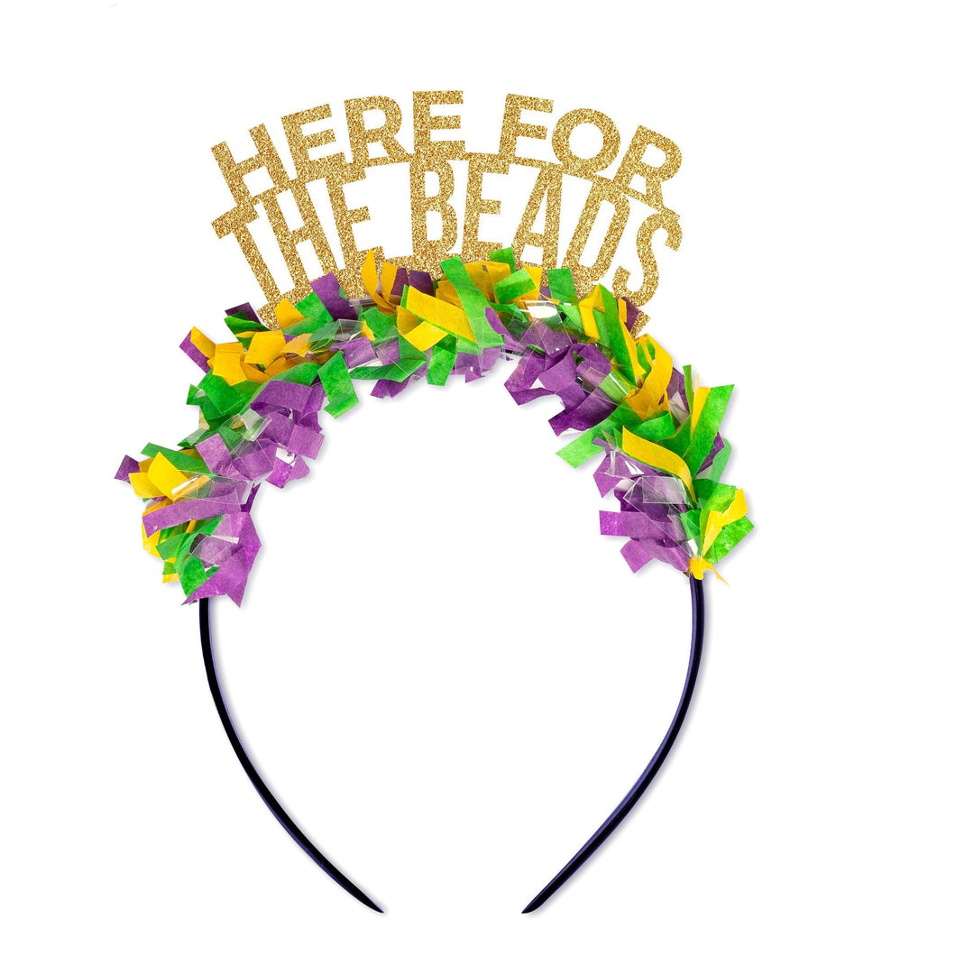 Here for the Beads Mardi Gras Party Crown Headband Festive Gal Bonjour Fete - Party Supplies