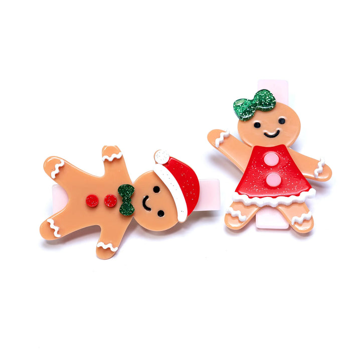 HOL22-Happy Gingerbread Cookies Alligator Clips Lilies & Roses NY Christmas Wear Bonjour Fete - Party Supplies