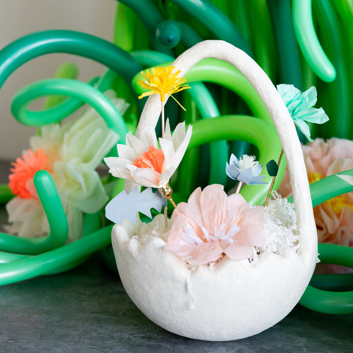 CRACKED EGG BUCKET LARGE PAPER MACHE Bethany Lowe Designs Easter Decor Bonjour Fete - Party Supplies