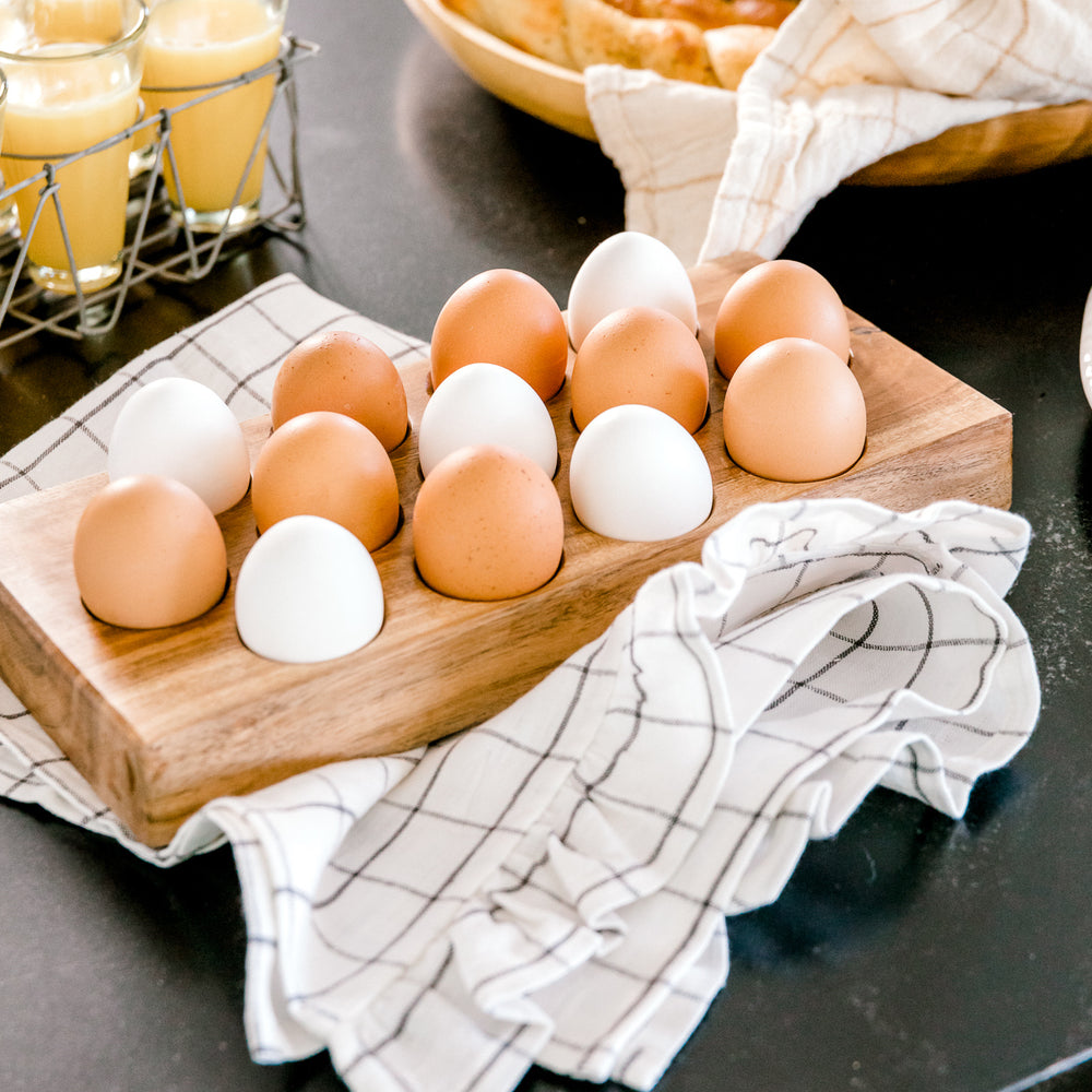 ACACIA WOOD EGG TRAY Creative Co-op Kitchenware Bonjour Fete - Party Supplies