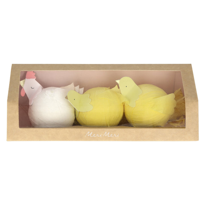 HEN & CHICKS SURPRISE BALLS Meri Meri Mini Pinatas Bonjour Fete - Party Supplies