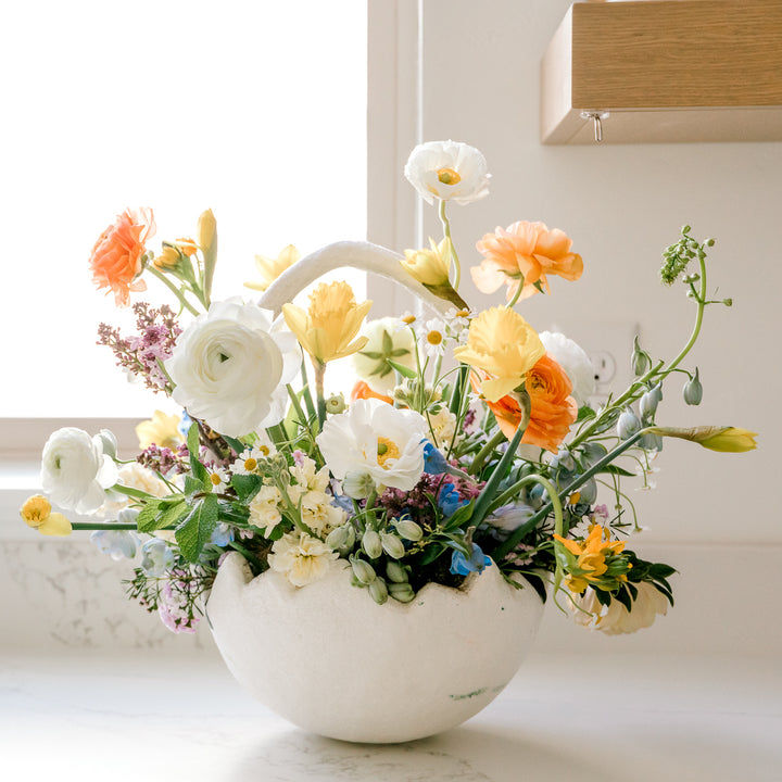 CRACKED EGG BUCKET LARGE PAPER MACHE Bethany Lowe Designs Easter Decor Bonjour Fete - Party Supplies