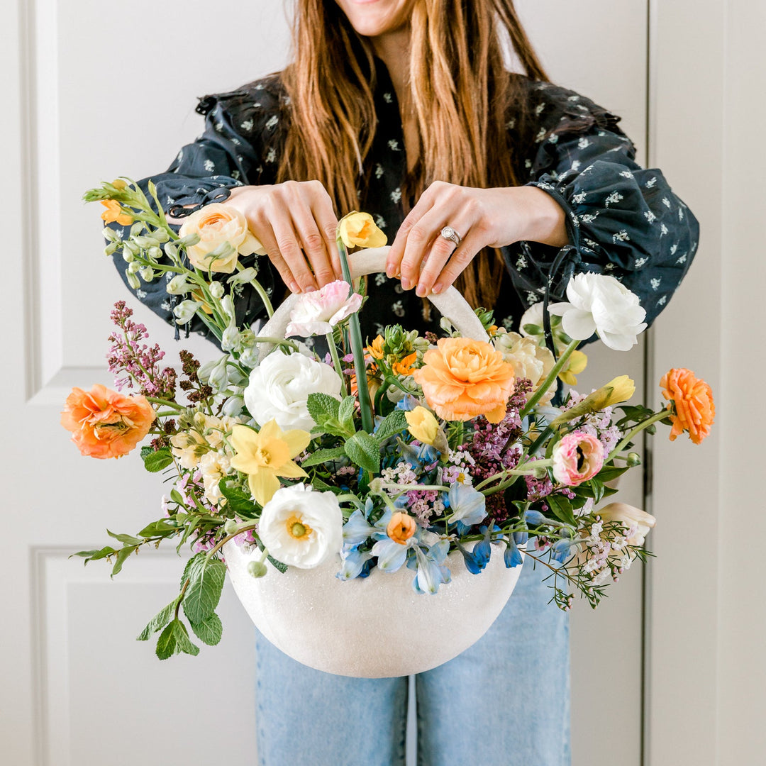 CRACKED EGG BUCKET LARGE PAPER MACHE Bethany Lowe Designs Easter Decor Bonjour Fete - Party Supplies