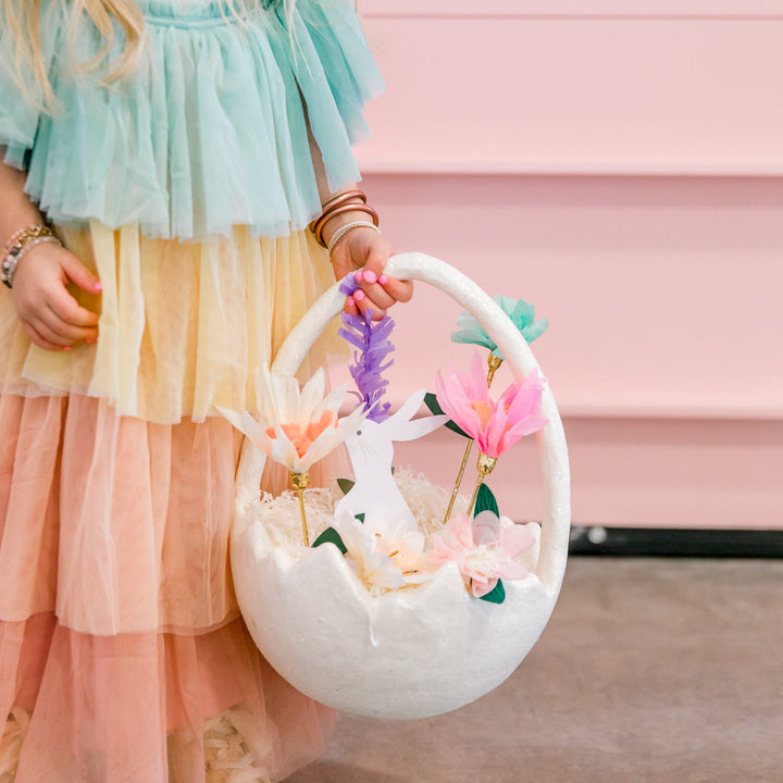 CRACKED EGG BUCKET LARGE PAPER MACHE Bethany Lowe Designs Easter Decor Bonjour Fete - Party Supplies