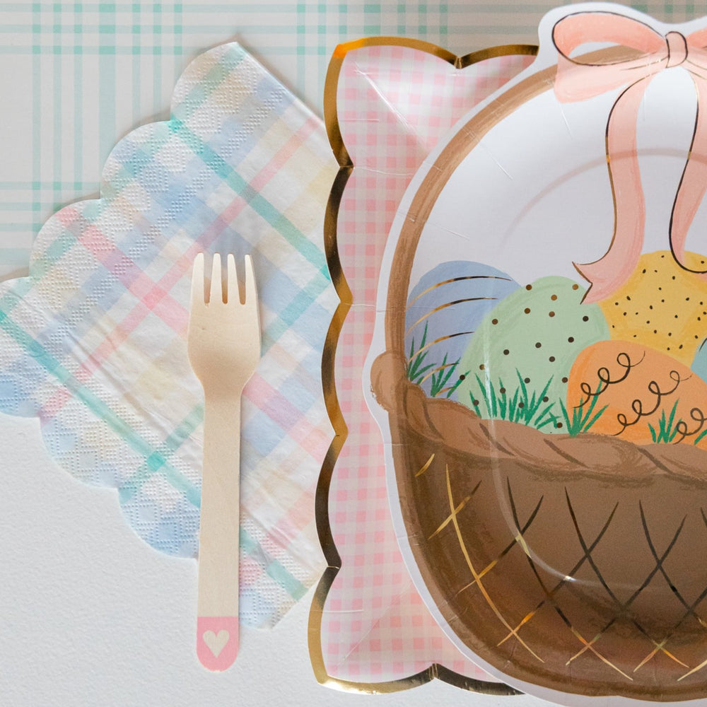 WOODEN CUTLERY WITH BLUSH PINK HEARTS Party Deco Bonjour Fete - Party Supplies