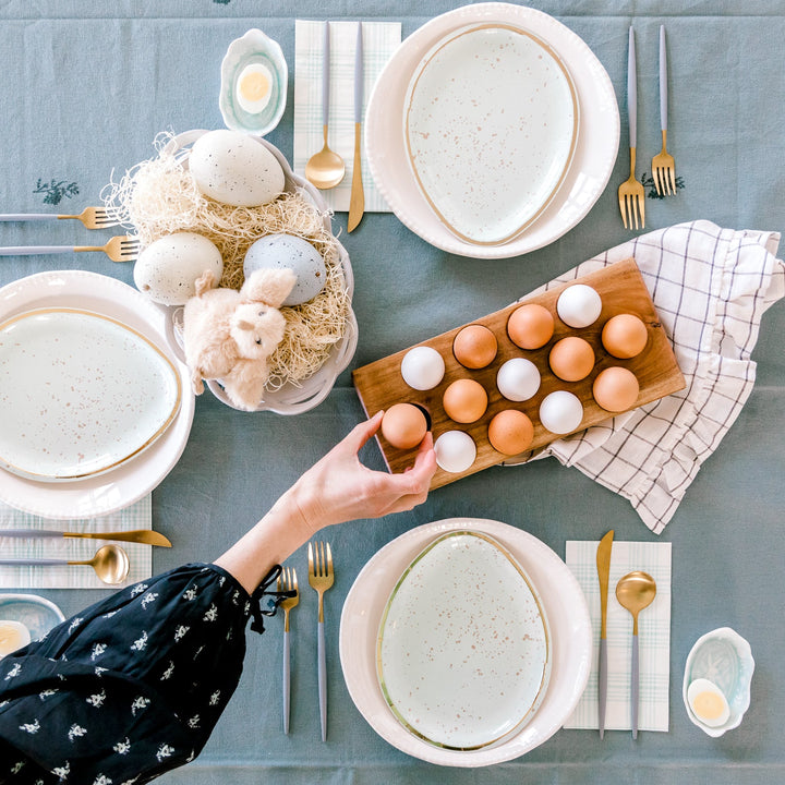 ACACIA WOOD EGG TRAY Creative Co-op Kitchenware Bonjour Fete - Party Supplies