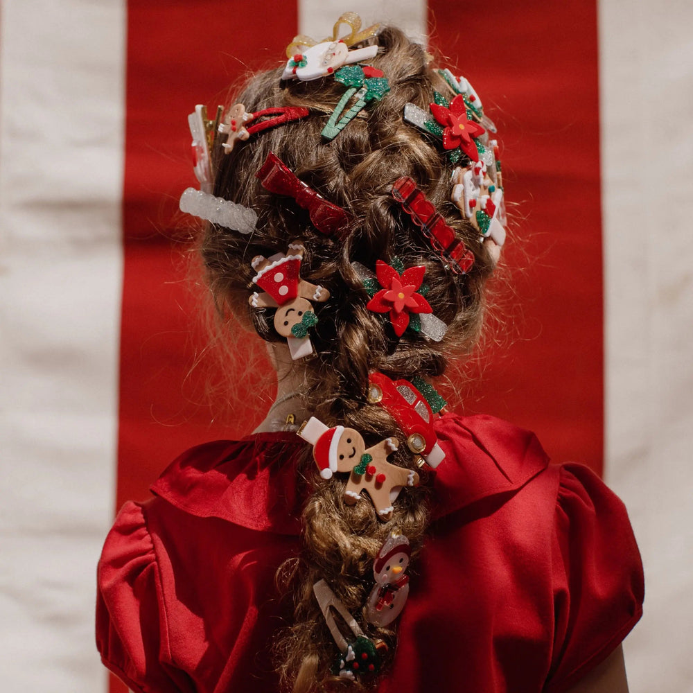 CHRISTMAS TREE + GINGERBREAD HOUSE ALLIGATOR CLIP Lilies & Roses NY Christmas Wear Bonjour Fete - Party Supplies