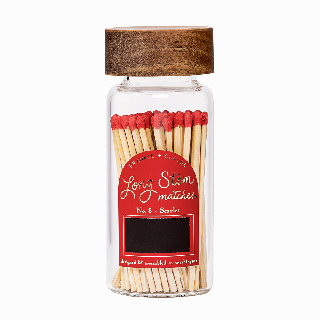 Red Long Stem Match Jar Frankie & Claude Home Candle Bonjour Fete - Party Supplies
