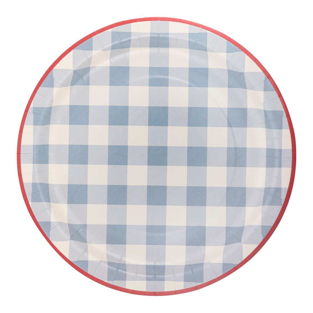 Blue Chambray Gingham Plates Bonjour Fete Party Supplies 4th Of July Party Supplies
