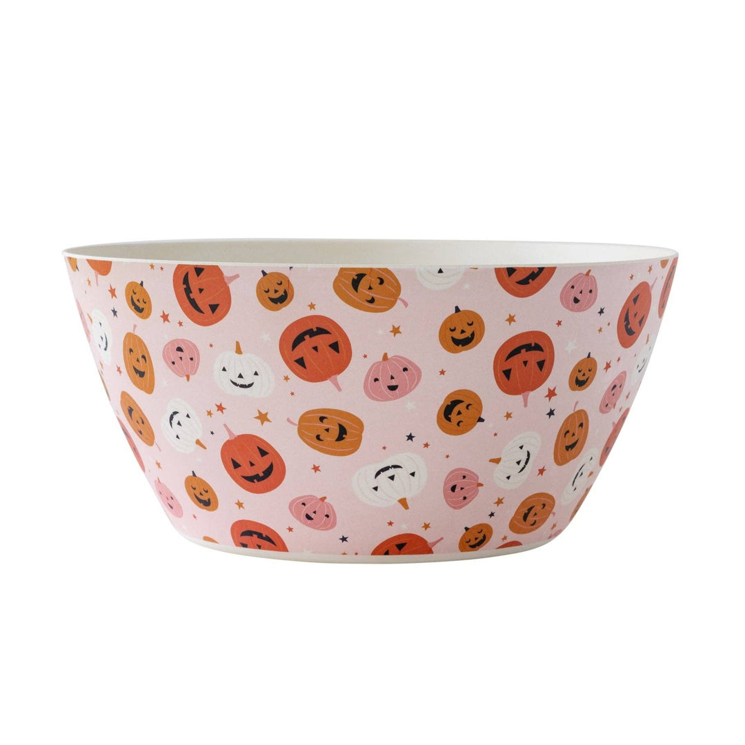 PINK PUMPKINS PRINT REUSABLE BAMBOO BOWL Bonjour Fete Party Supplies Halloween Party Supplies