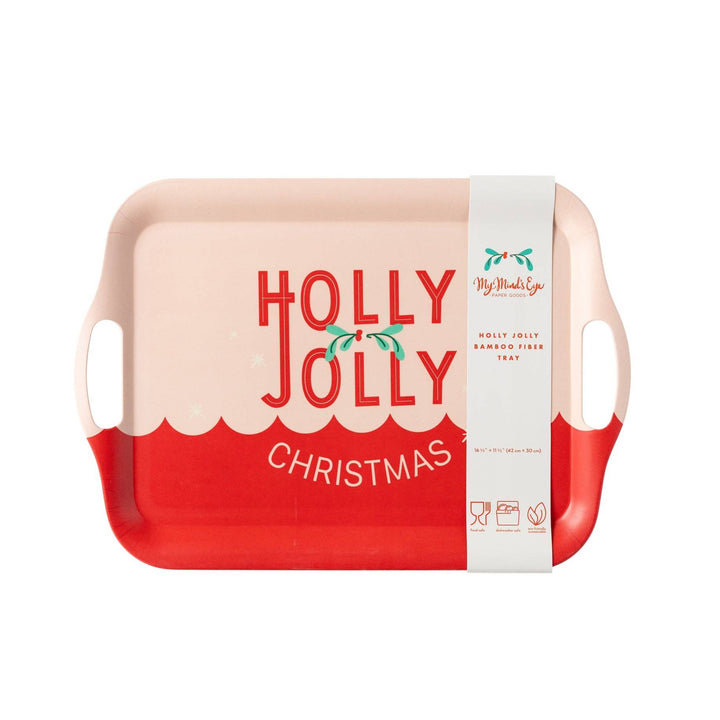 PRESALE CHRISTMAS SHIPPING MID OCTOBER - BEC930 - Holly Jolly Reusable Bamboo Tray My Mind’s Eye 0 Faire Bonjour Fete - Party Supplies