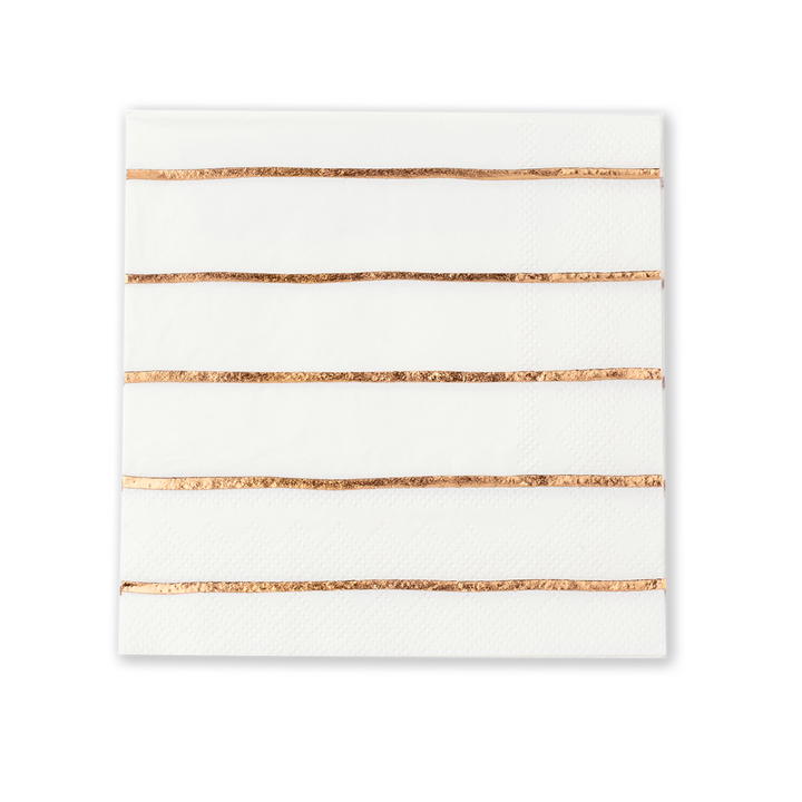 Frenchie Striped Rose Gold Napkins - 2 Size Options - 16 Pk. Jollity & Co. + Daydream Society Bonjour Fete - Party Supplies