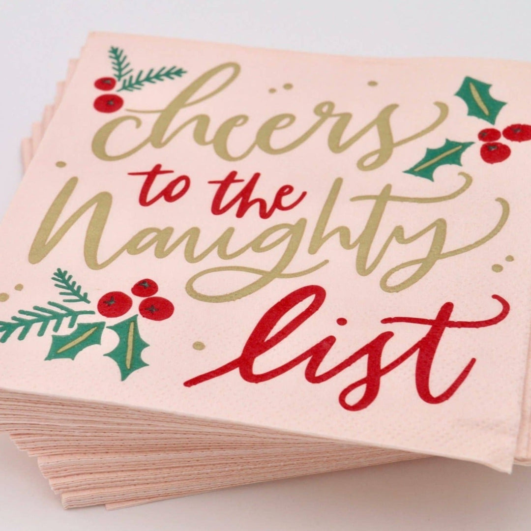 Cheers to the Naughty List Cocktail Napkins Bonjour Fete Party Supplies Christmas Holiday Party Supplies