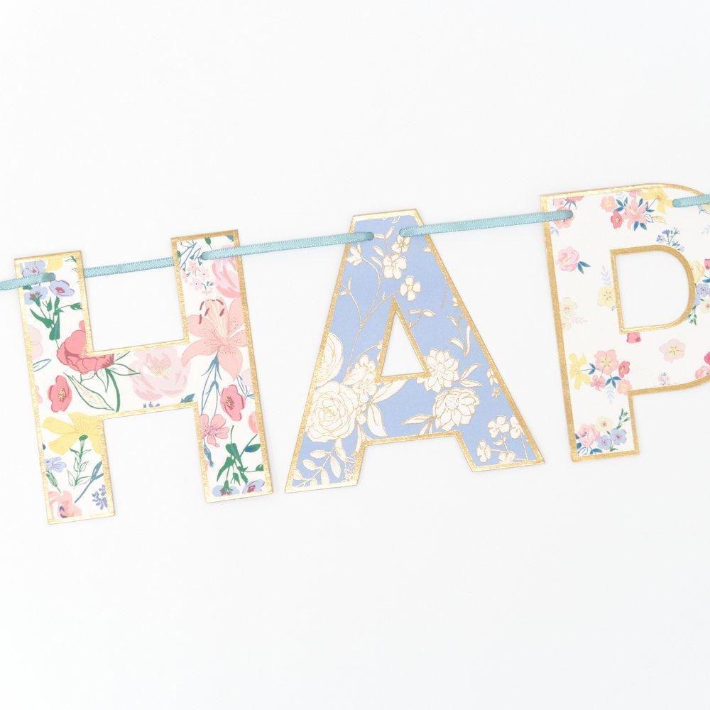 ENGLISH GARDEN HAPPY BIRTHDAY GARLAND Meri Meri Garlands & Banners Bonjour Fete - Party Supplies