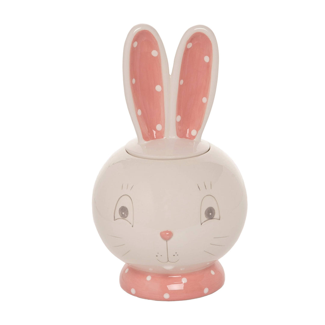 Dolomite 10" White Easter Bunny Ears Cookie Jar Transpac 0 Faire Bonjour Fete - Party Supplies