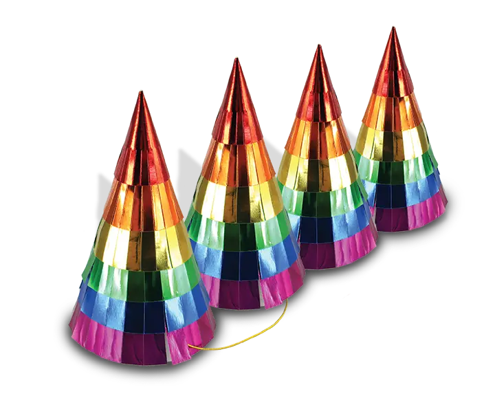 RAINBOW FOIL PARTY HATS Party Partners Party Hats & Sashes Bonjour Fete - Party Supplies