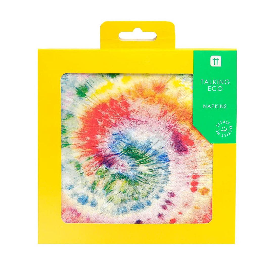 Recyclable Tie Dye Rainbow Napkins - 20 Pack Talking Tables Bonjour Fete - Party Supplies