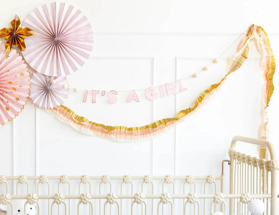PINK GOLD STREAMER BANNER My Mind's Eye Bonjour Fete - Party Supplies