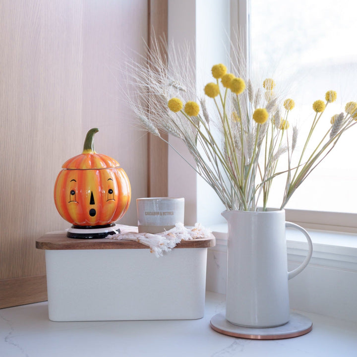 JOHANNA PARKER CARNIVAL COTTAGE PUMPKIN JAR Magenta Halloween Home Decor Bonjour Fete - Party Supplies