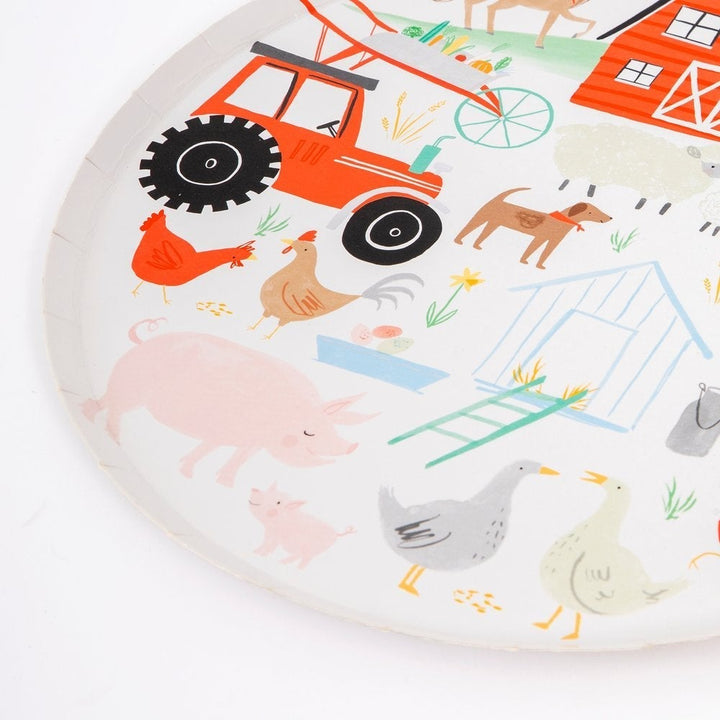 FARM ANIMAL PLATES - LARGE Meri Meri Plates Bonjour Fete - Party Supplies