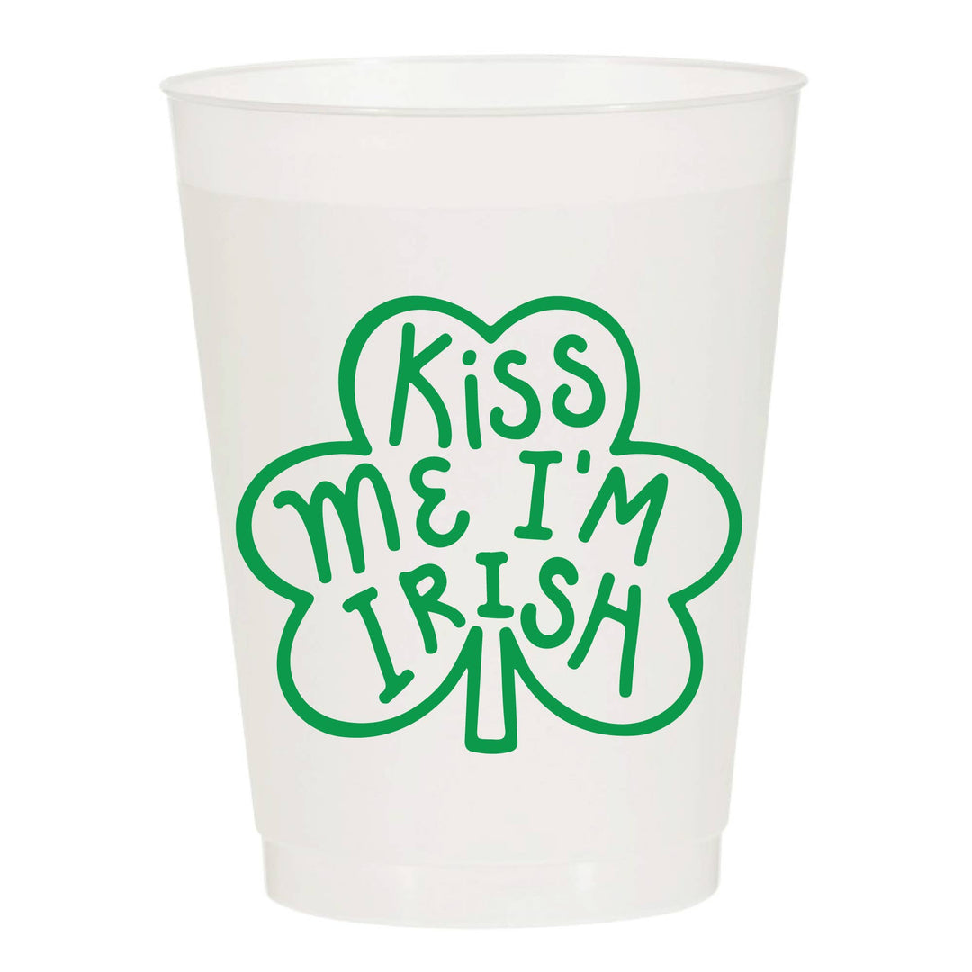 Kiss Me I'm Irish St. Patricks Day Clover - Set of 10 Cups Sip Hip Hooray Bonjour Fete - Party Supplies