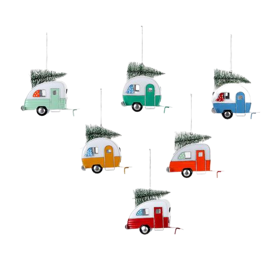 COLORFUL CAMPER METAL ORNAMENT One Hundred 80 Degrees Christmas Ornament Bonjour Fete - Party Supplies