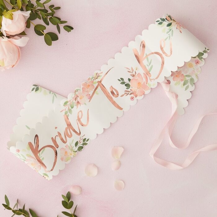 FLORAL BRIDE TO BE SASH Ginger Ray UK Sash Bonjour Fete - Party Supplies