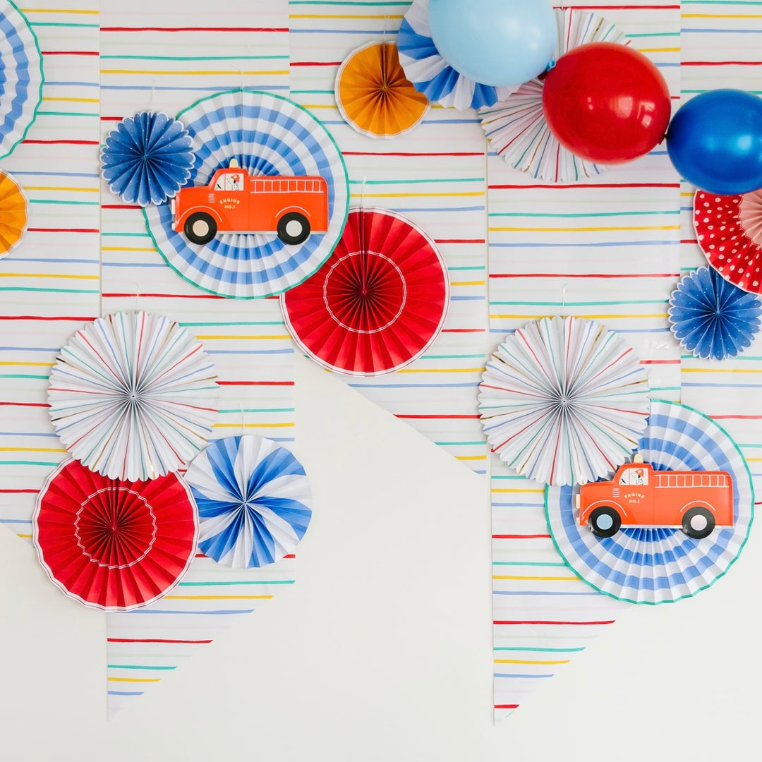HAPPY BIRTHDAY PARTY FANS Oui Party Hanging Decor Bonjour Fete - Party Supplies