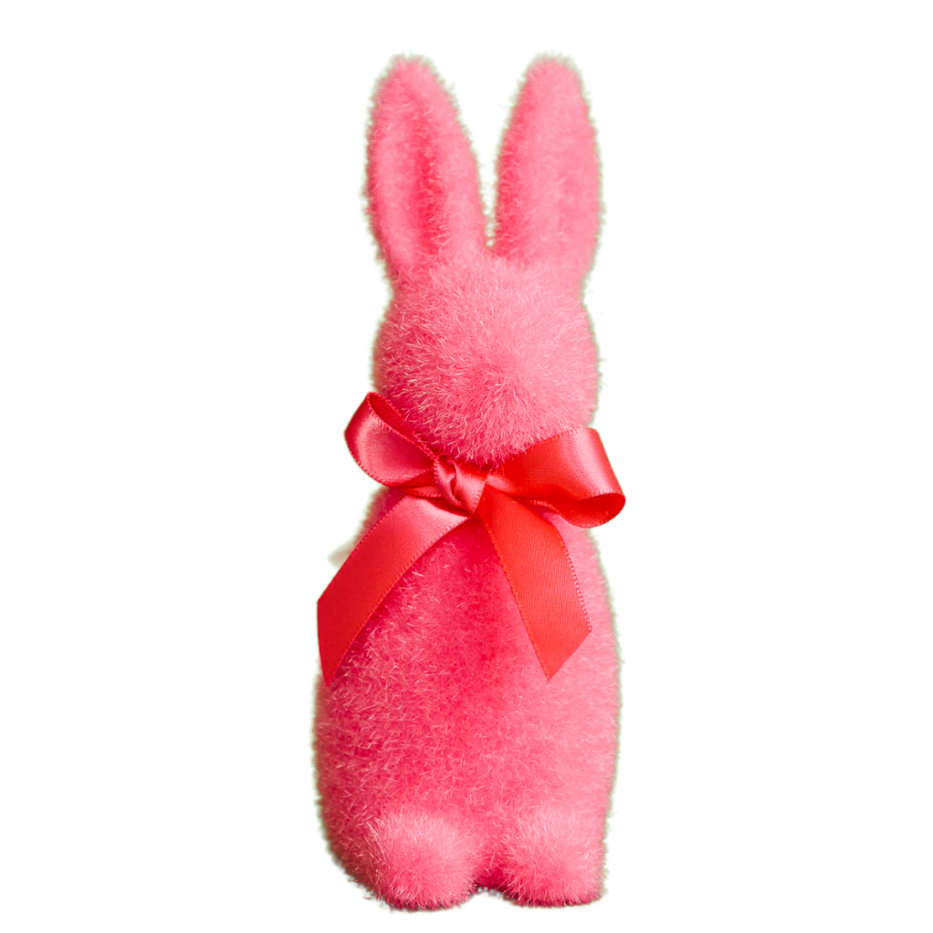 SMALL FLOCKED BUNNY One Hundred 80 Degrees Easter Decor Hot Pink Bonjour Fete - Party Supplies