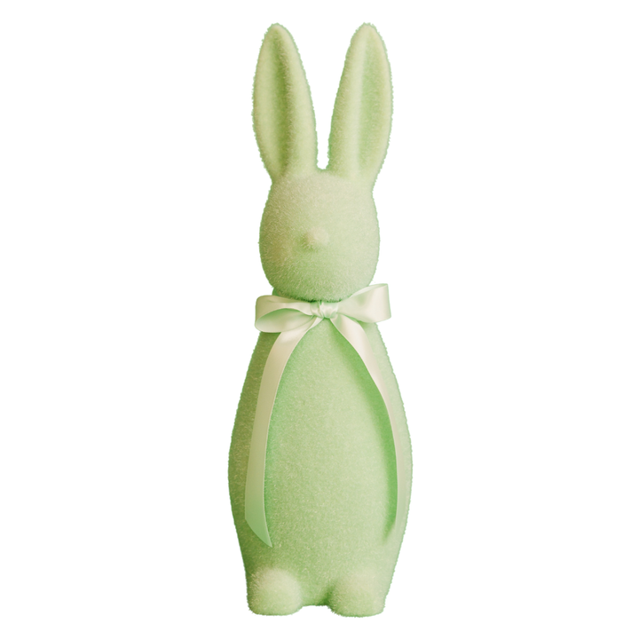 MEDIUM FLOCKED BUTTON NOSE EASTER BUNNY RABBIT - PASTEL One Hundred 80 Degrees Easter Decor Pistachio Bonjour Fete - Party Supplies