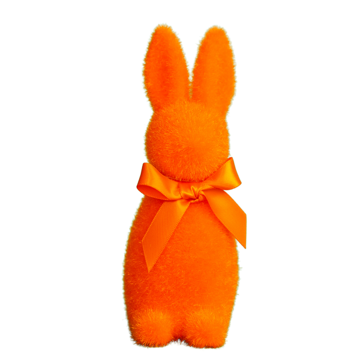 SMALL FLOCKED BUNNY One Hundred 80 Degrees Easter Decor Orange Bonjour Fete - Party Supplies