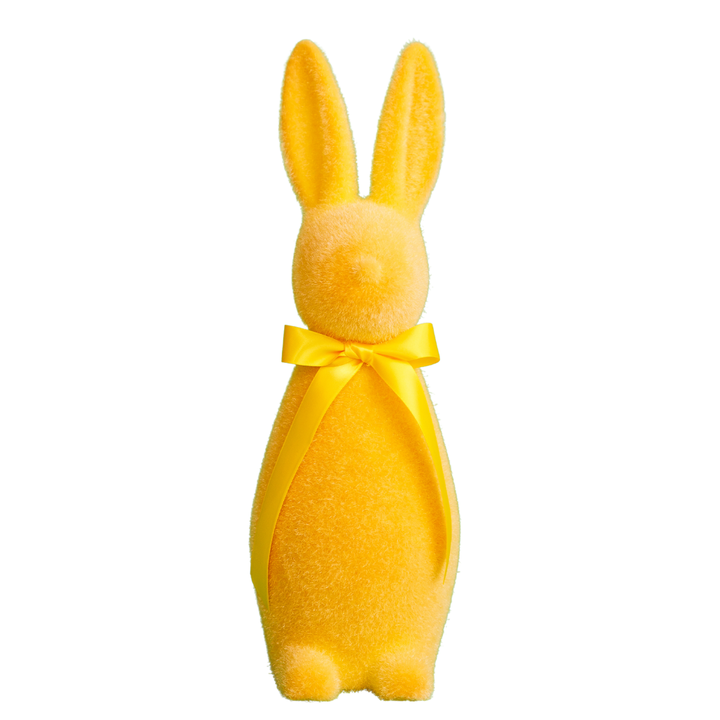 MEDIUM FLOCKED BUTTON NOSE EASTER BUNNY RABBIT - PASTEL One Hundred 80 Degrees Easter Decor Yellow Bonjour Fete - Party Supplies