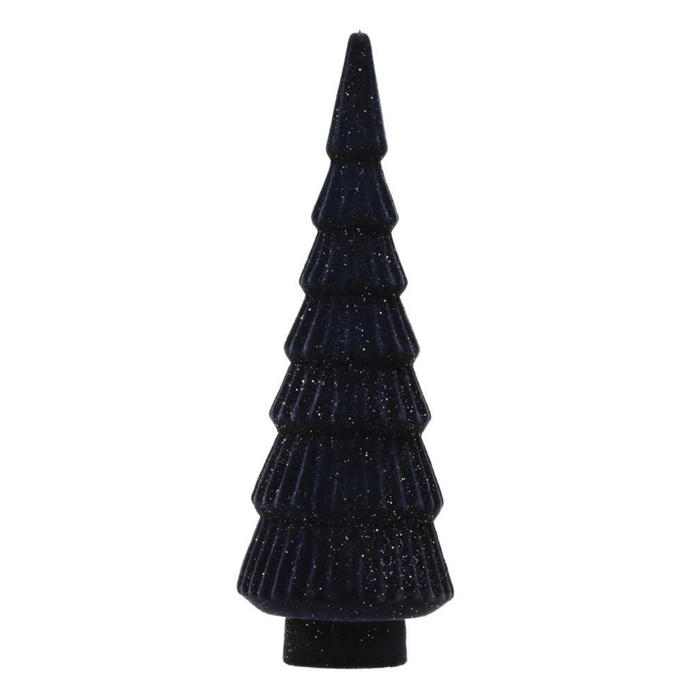FLOCKED RESIN TREE IN NAVY Creative Co-op Decorative Trees Bonjour Fete - Party Supplies