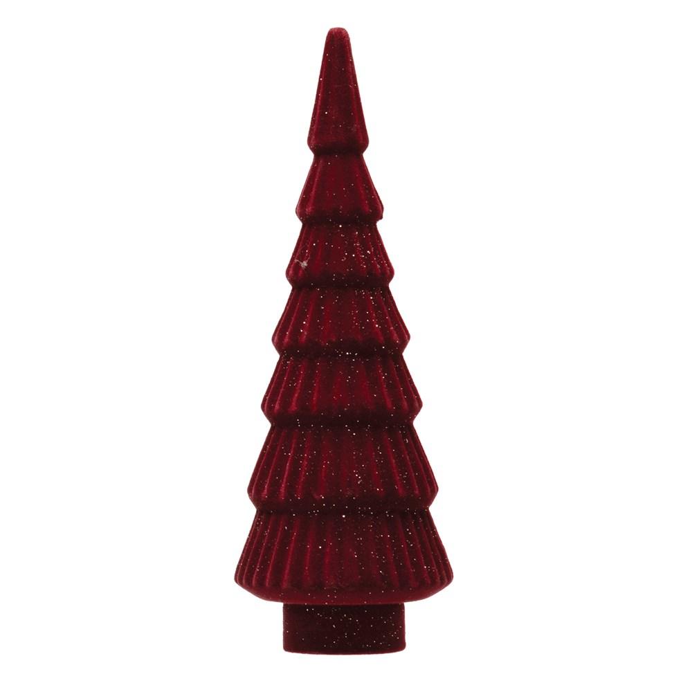 FLOCKED RESIN TREE IN BURGUNDY Creative Co-op Decorative Trees Bonjour Fete - Party Supplies