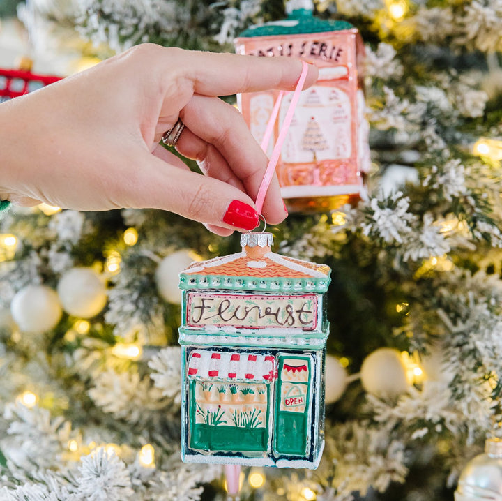 FLORIST SHOP GLASS ORNAMENT Cody Foster Co. Christmas Ornament Bonjour Fete - Party Supplies